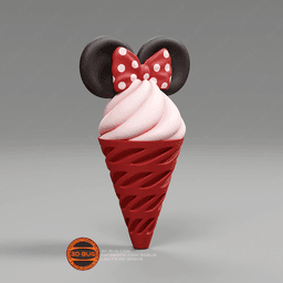 Waffle cone in Minnie Mouse style 3d model