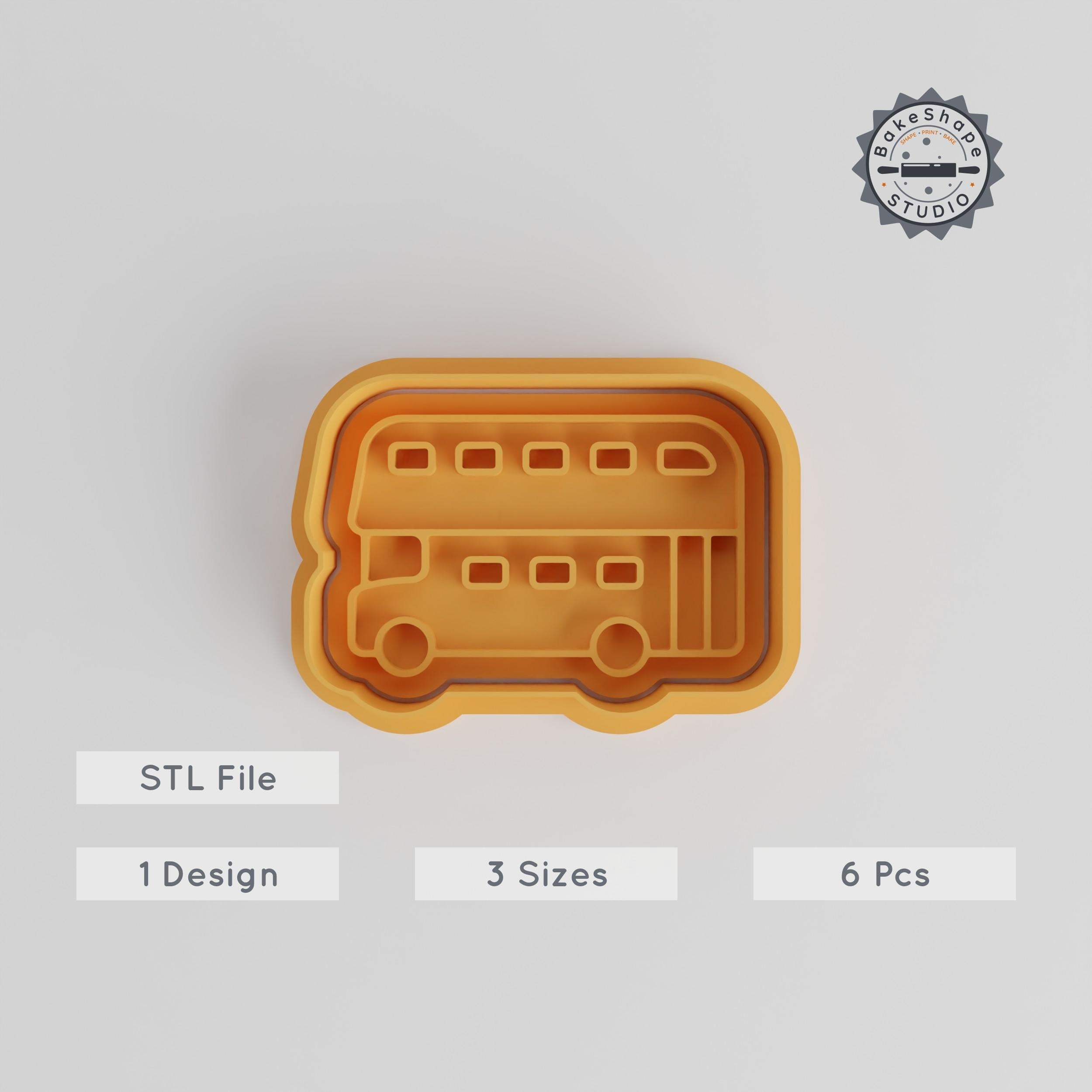 Double Decker Bus Cookie Cutter & Stamp Set, 6 Pc, City Bus Design, Perfect for Cookies & Fondant, S/M/L Sizes PRODUCT_3213 3d model