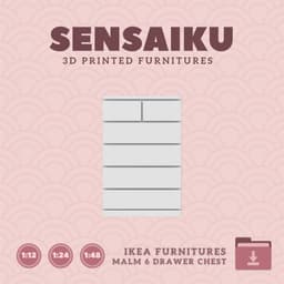 Miniature Replica Malm 6 Drawer Chest - IKEA (1:12,24,48) 3d model