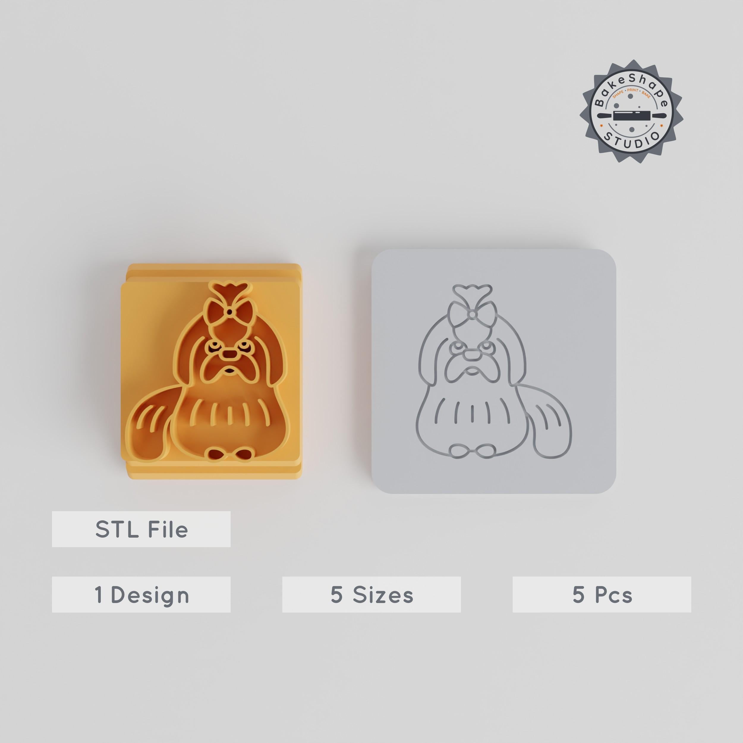 Shih Tzu Stamp Tile Set, 5 Sizes, Perfect for Clay & Cookie Designs, Includes Small Dog & Toy Breed Motifs PRODUCT_5380 3d model