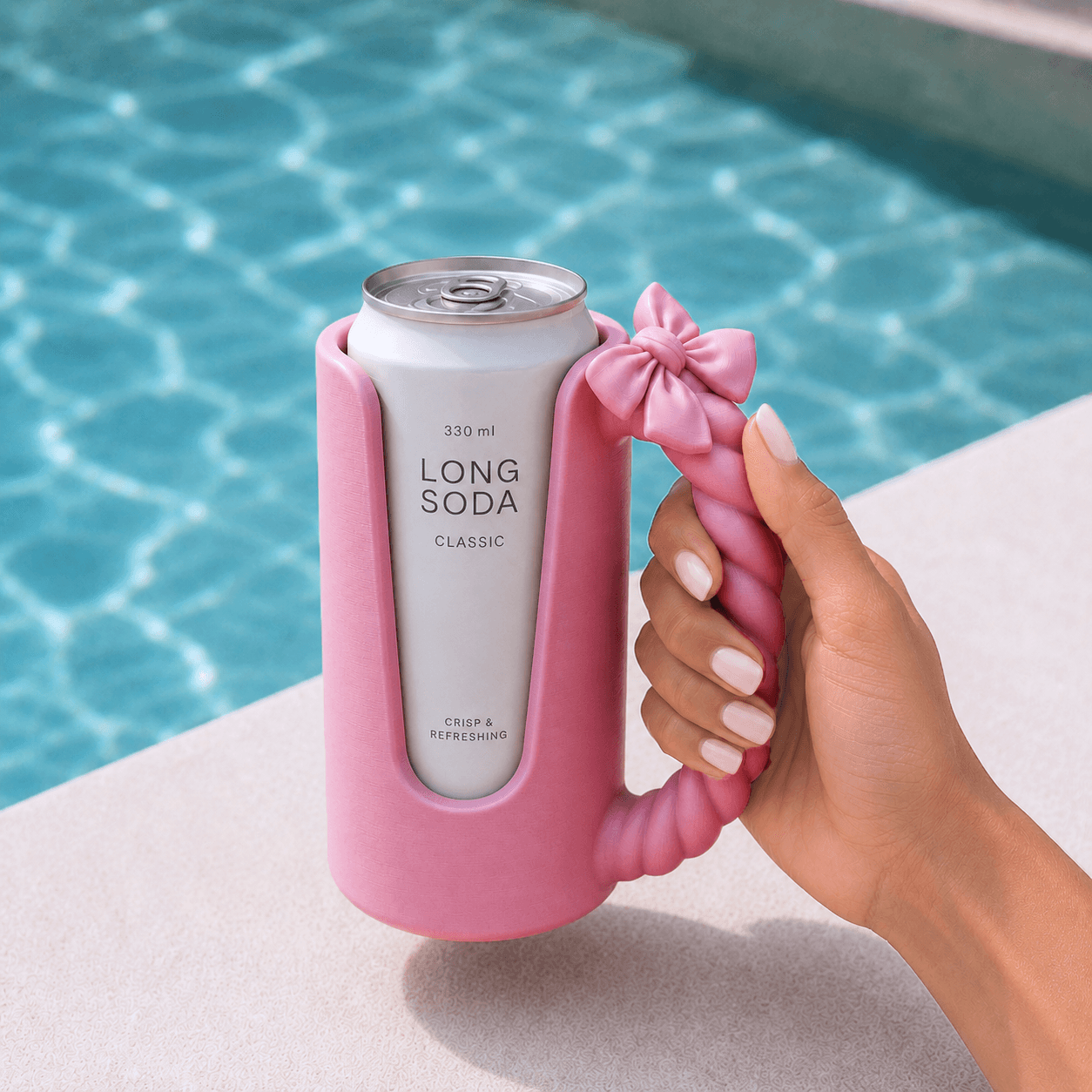Bow Can Holder | Ribbon Drink Cooler with Twisted Handle - 12oz Skinny Can Koozie 3d model