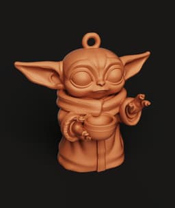 Cute Baby Alien Keychain | Grogu Holding Cup 3d model