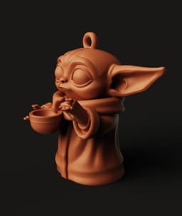 Cute Baby Alien Keychain | Grogu Holding Cup 3d model