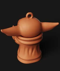 Cute Baby Alien Keychain | Grogu Holding Cup 3d model