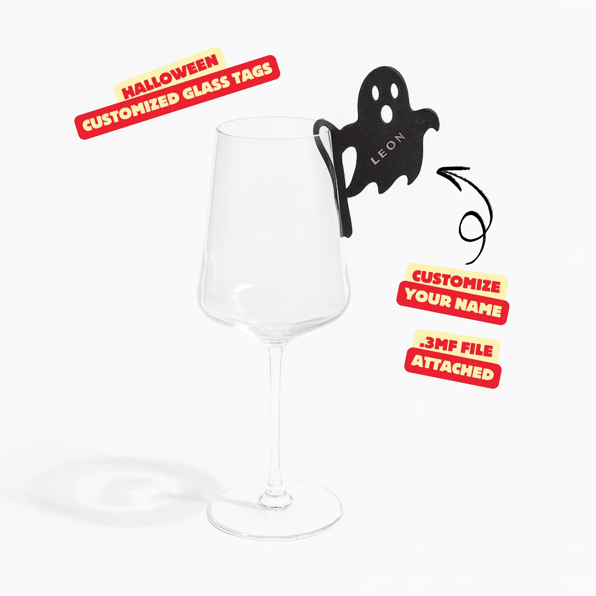 HALLOWEEN GLASS TAGS (CUSTOMIZE YOUR OWN) / HALLOWEEN PARTY DECOR 3d model