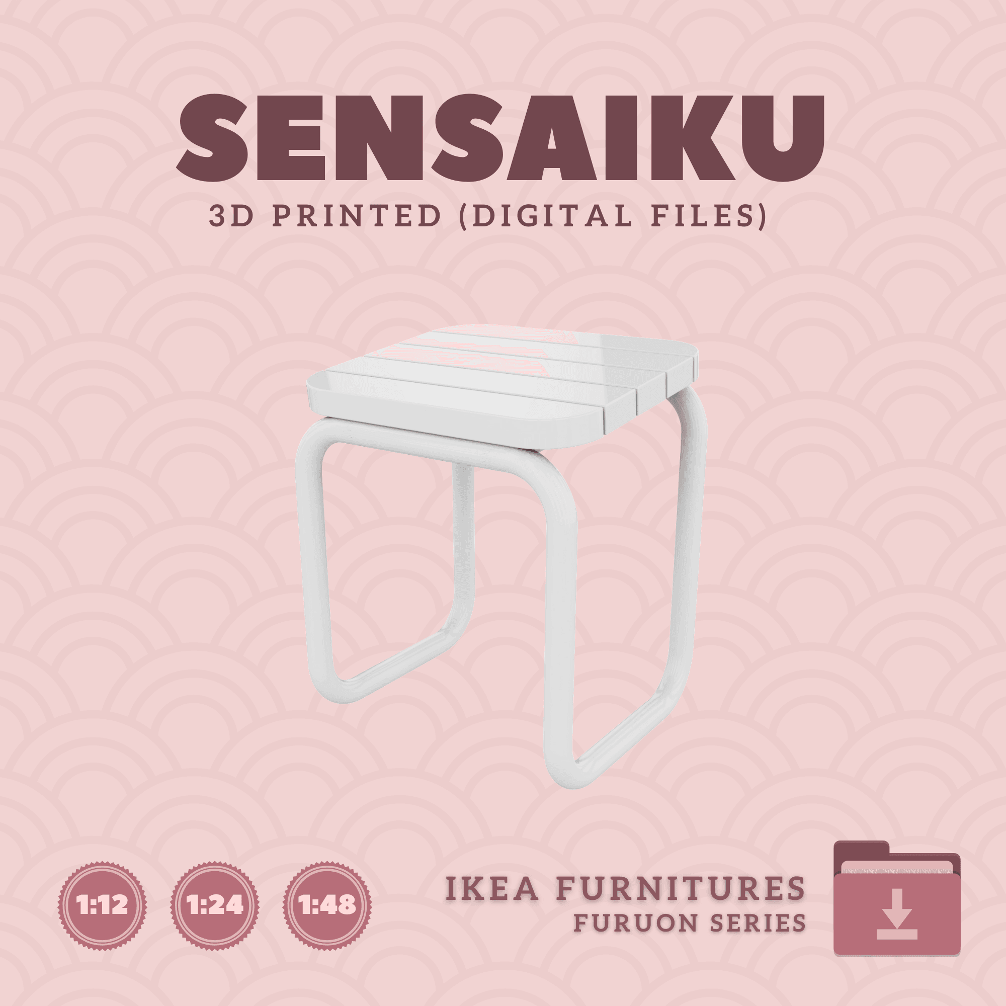Miniature Replica 02. FURUON Foot Stool for Miniature Dollhouse - IKEA - 3D Print Instant Download 3d model