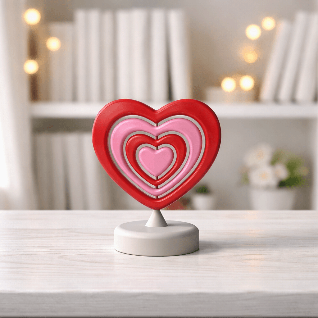 Heart Fidget Gyroscope | Spinner Heart Sculpture | Romantic Desk Ornament | Kinetic Love Design 3d model