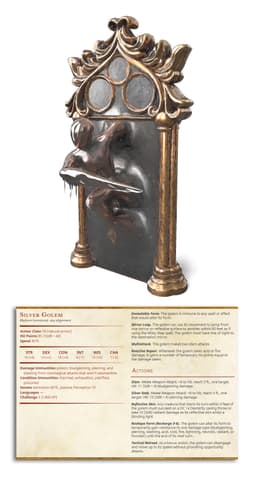 Silver Golems - 3 Monsters & Enviromental models - PRESUPPORTED - Illustrated and Stats - 32mm scale 3d model