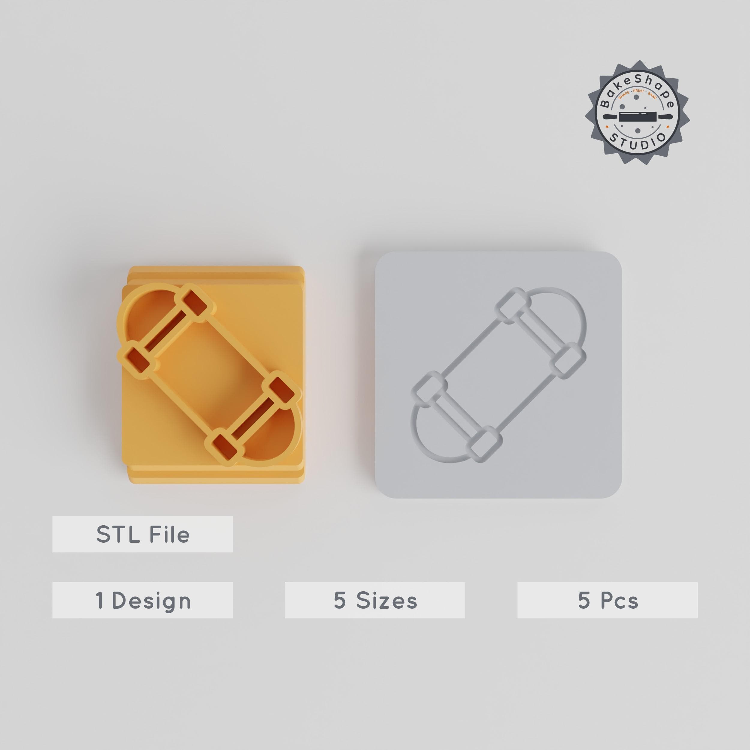Skateboard Stamp Tile Set, 5 Sizes 20-40mm for Clay, Cookies & Fondant, Perfect for Skating Enthusiasts PRODUCT_2412 3d model