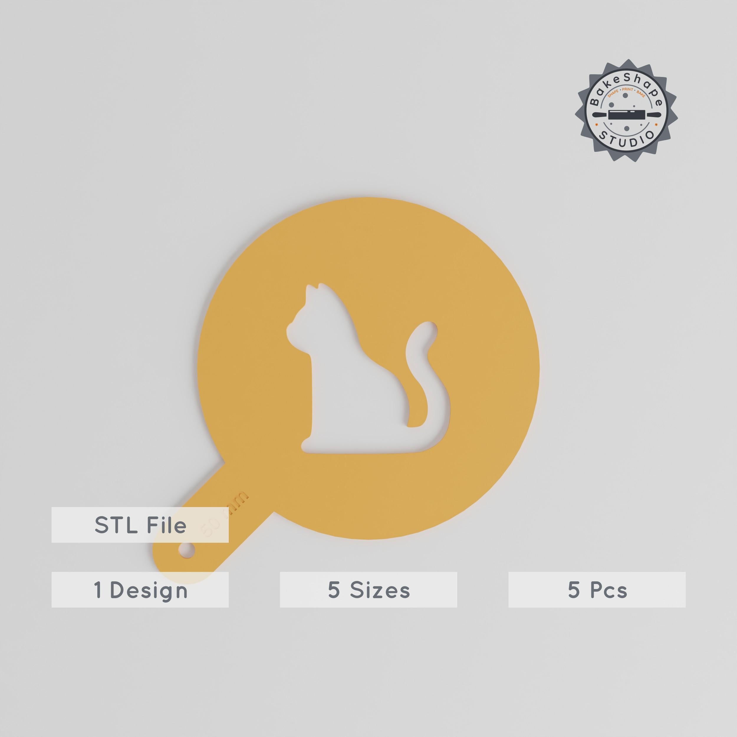 Cat Art Stencil Set, 5 Sizes, Animal Design for Latte, Decor & Painting, Works with Cocoa, Glitter, Cinnamon PRODUCT_1385 3d model