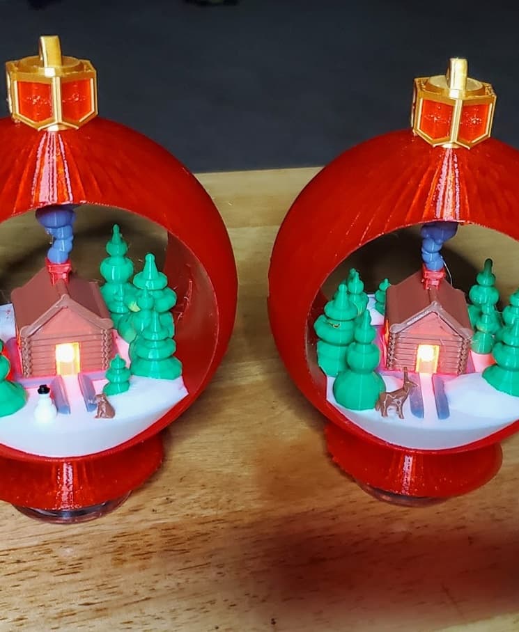 I lost the star on the top, but all in all they came out good.
Printed on Bambu X1C with Hatchbox transparent red as the main color, Bambu white, red, green, brown, black, gray and a generic brand silk gold.
Only took 2 days lol