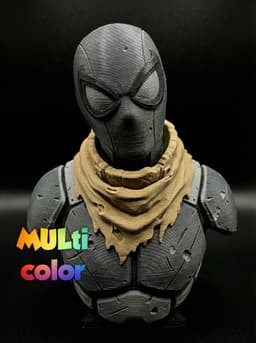Spider-Man Noir Bust | Battle Damaged Superhero Statue | Dark Gothic Miniature | Multi-Color 3d model