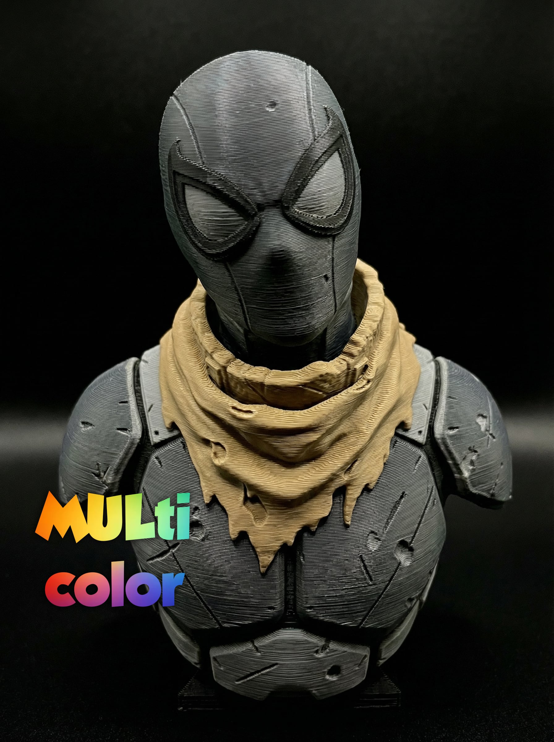 Spider-Man Noir Bust | Battle Damaged Superhero Statue | Dark Gothic Miniature | Multi-Color 3d model
