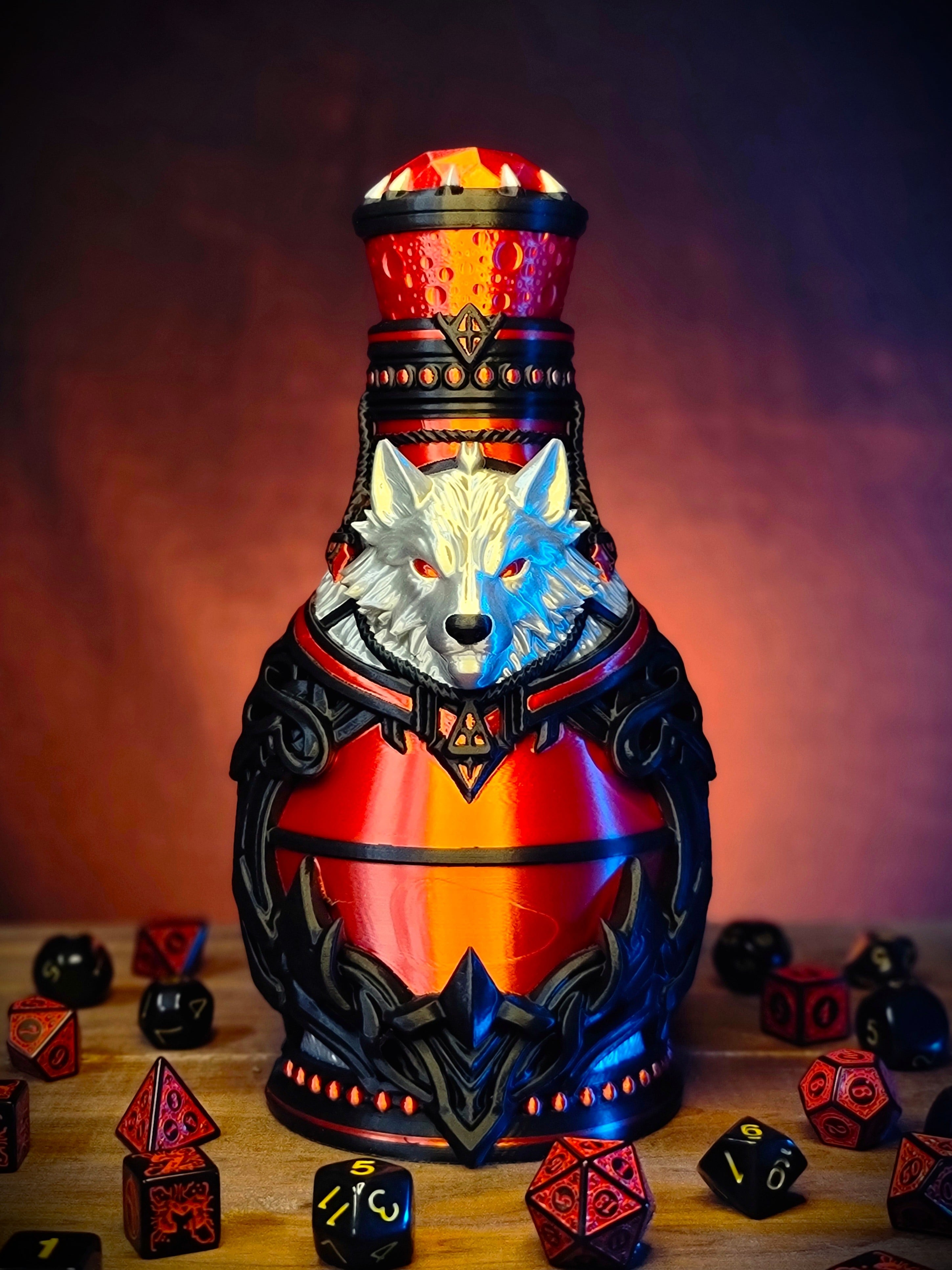 Wolf Blood Potion Bottle Dice Tower With Storage 3d model