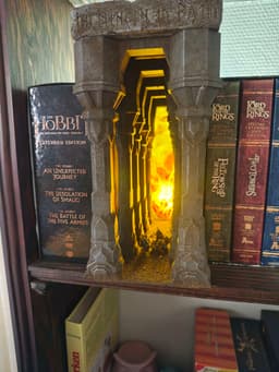 Dwarven Mines Book Nook | Fantasy Gate Diorama with LED Channel | Bookshelf Insert 3d model