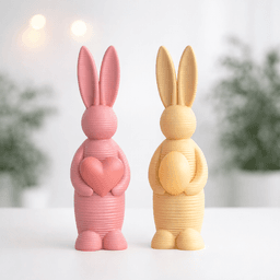 Easter Bunny Set | Striped Holiday Decors | Rabbits with Egg & Heart Figures | Spring Shelf Bundle 3d model