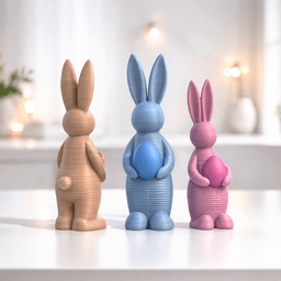 Easter Bunny Set | Striped Holiday Decors | Rabbits with Egg & Heart Figures | Spring Shelf Bundle 3d model