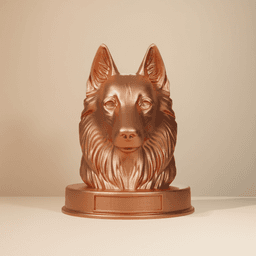 Belgian Tervuren Dog Bust with Nameplate - 3D Printable Dog Lover Gift 3d model