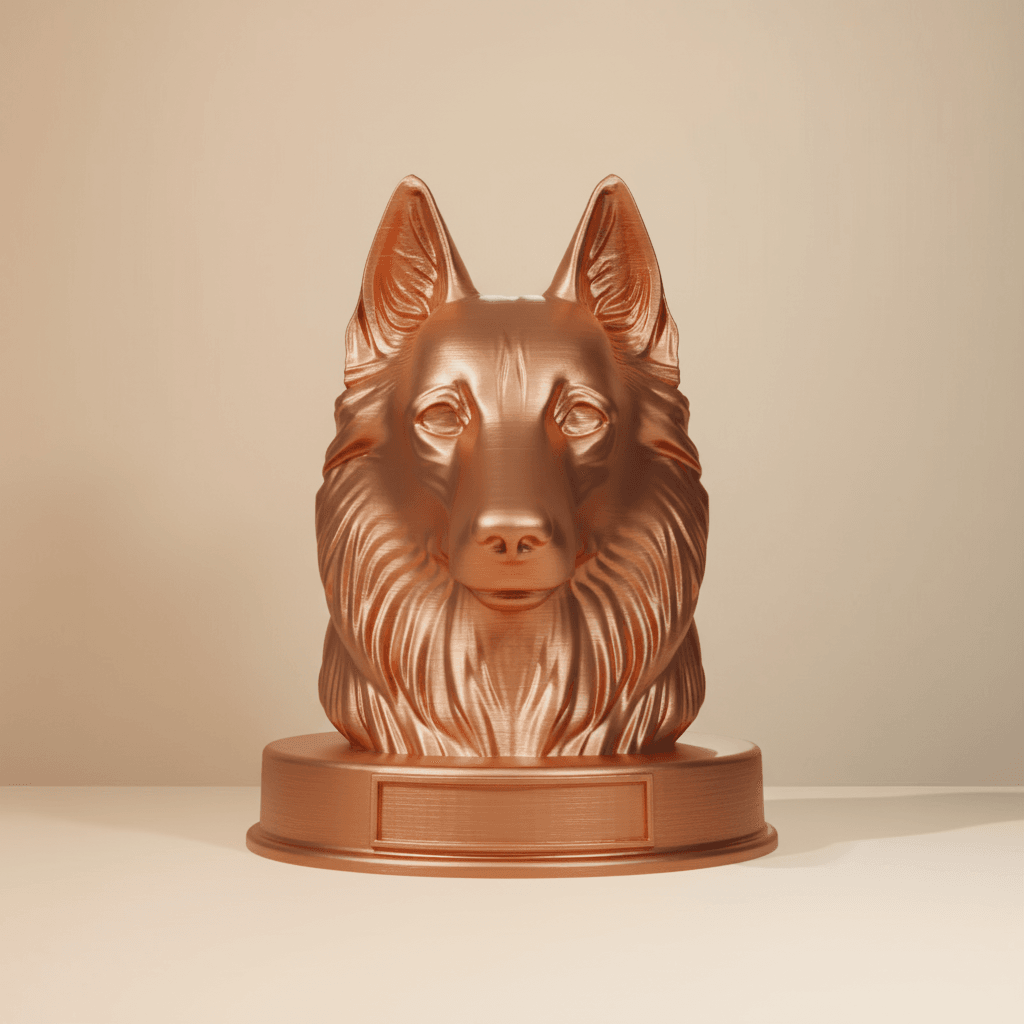 Belgian Tervuren Dog Bust with Nameplate - 3D Printable Dog Lover Gift 3d model