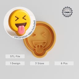 Sticking Out Tongue Cookie Cutter & Stamp Set, Playful Face Design, 3 Sizes S/M/L, Fun Emoji Baking Tool Collection PRODUCT_798 3d model