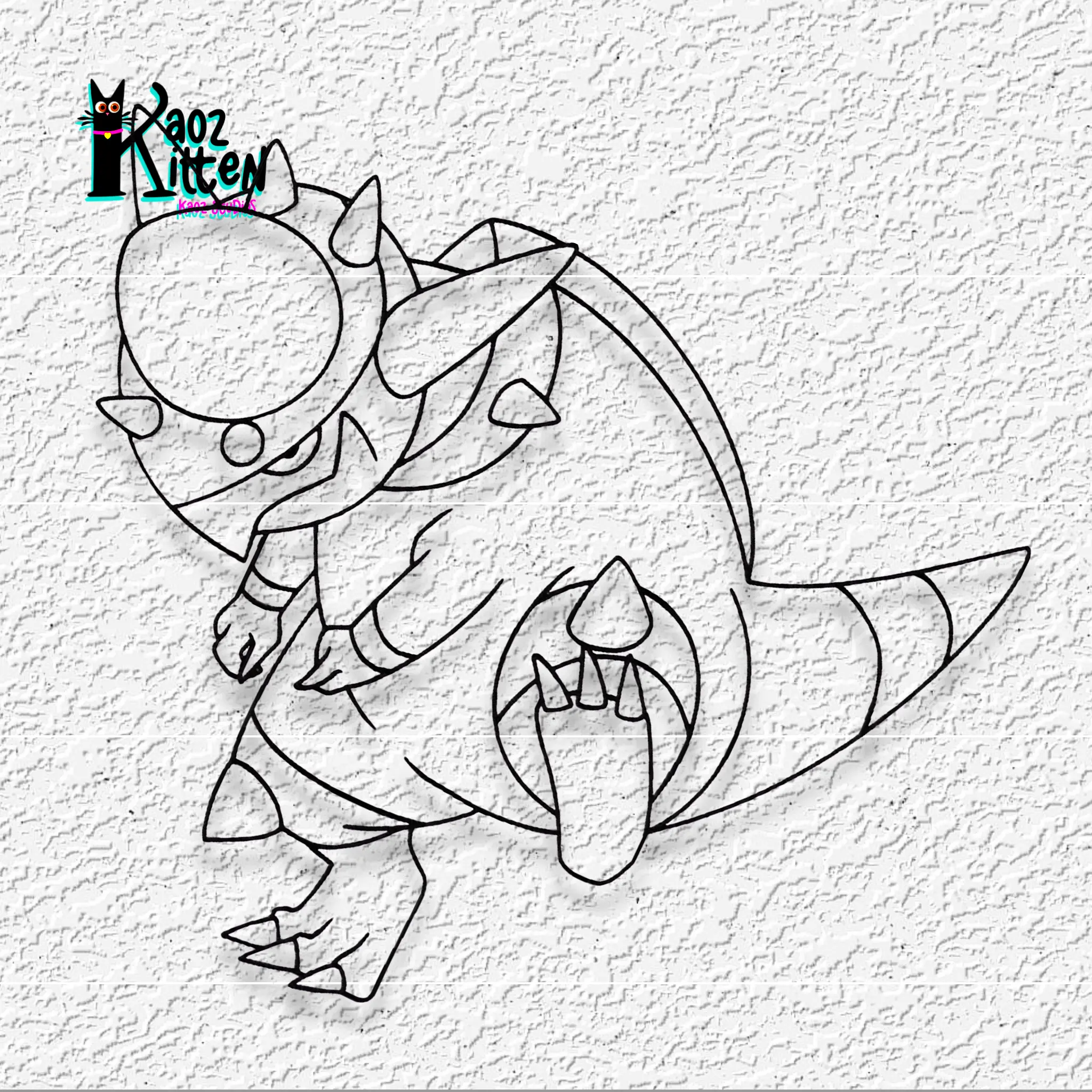 rampardos pokemon wall art cartoon fanart 3d model