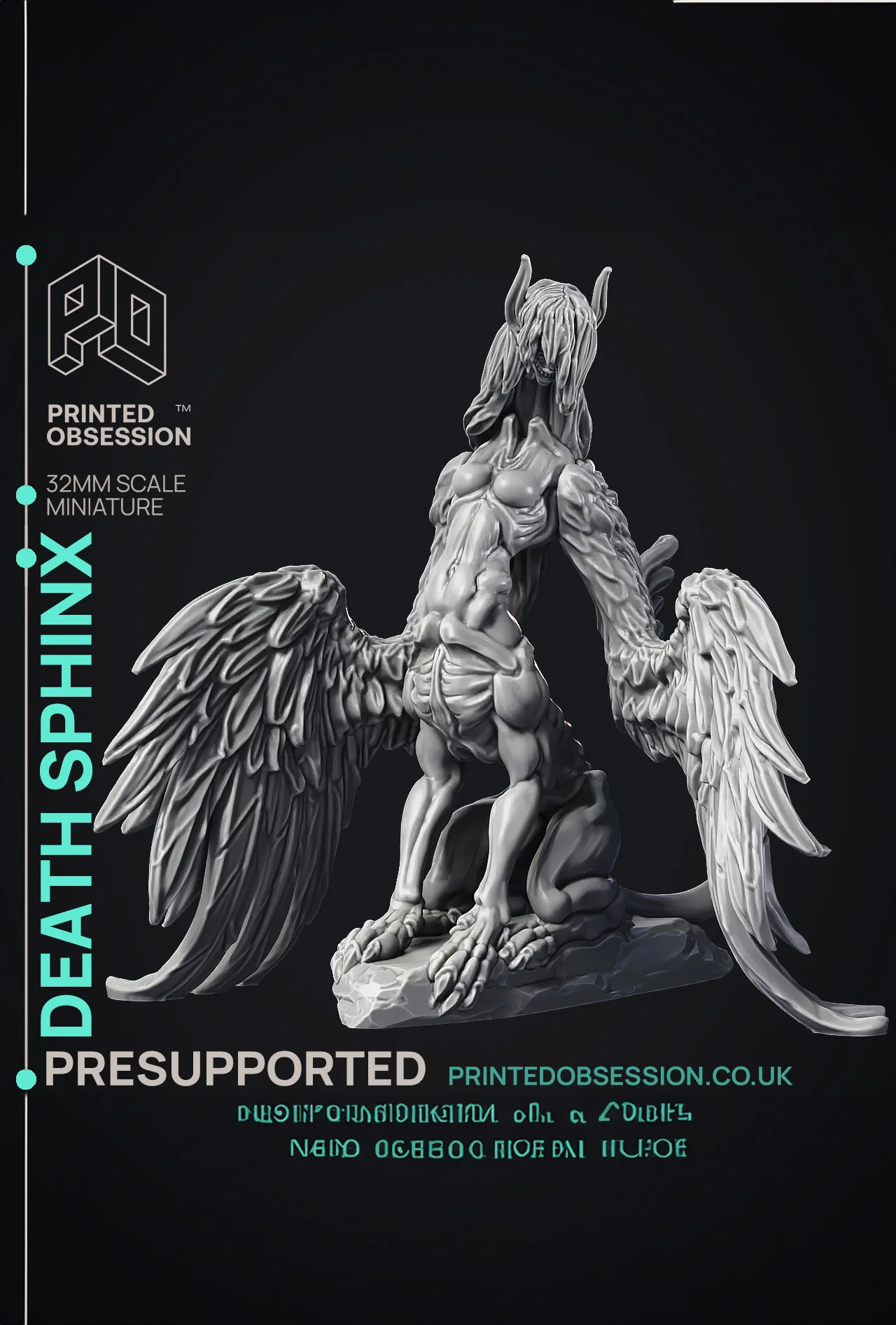Death Sphinx - Undead Creature - 32mm scale - D&D - Presupported 3d model