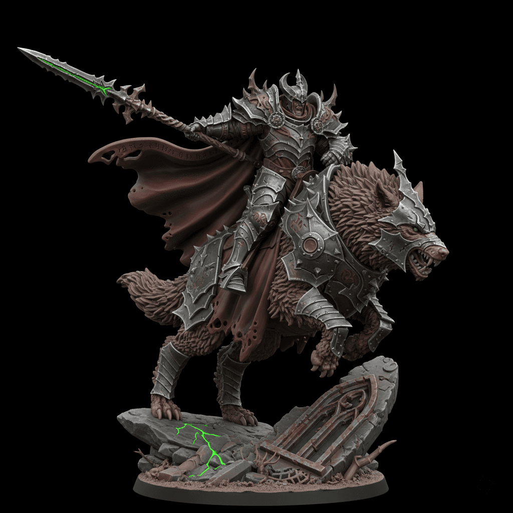 Armored Wolf Rider Battle Spear Printable STL 3d model