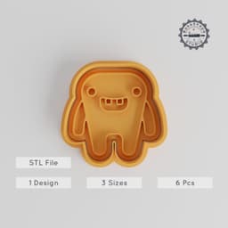 Small Eyes Monster Cookie Cutter & Stamp, Cute Cartoon Monster, Fondant Tools, Set of 6, S/M/L Sizes, Baking Decoration PRODUCT_3053 3d model