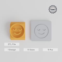 Relieved Stamp Tile Set, Clay & Cookie Decoration, 5 Sizes 20-40mm, Happy Face & Emoji Design PRODUCT_2507 3d model