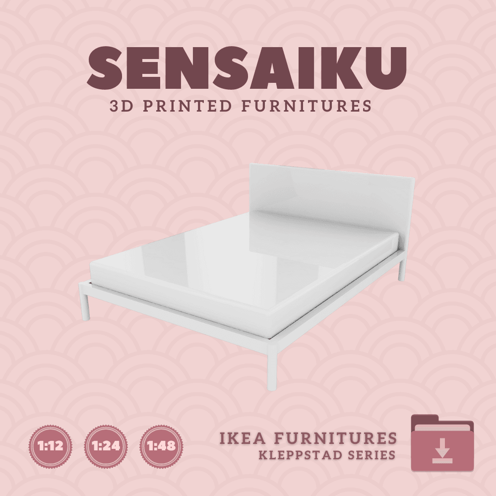 Miniature Replica 05. KLEPPSTAD Bed Frame for Miniature Dollhouse - IKEA (1:12,24,48) - 3D Print Ins 3d model