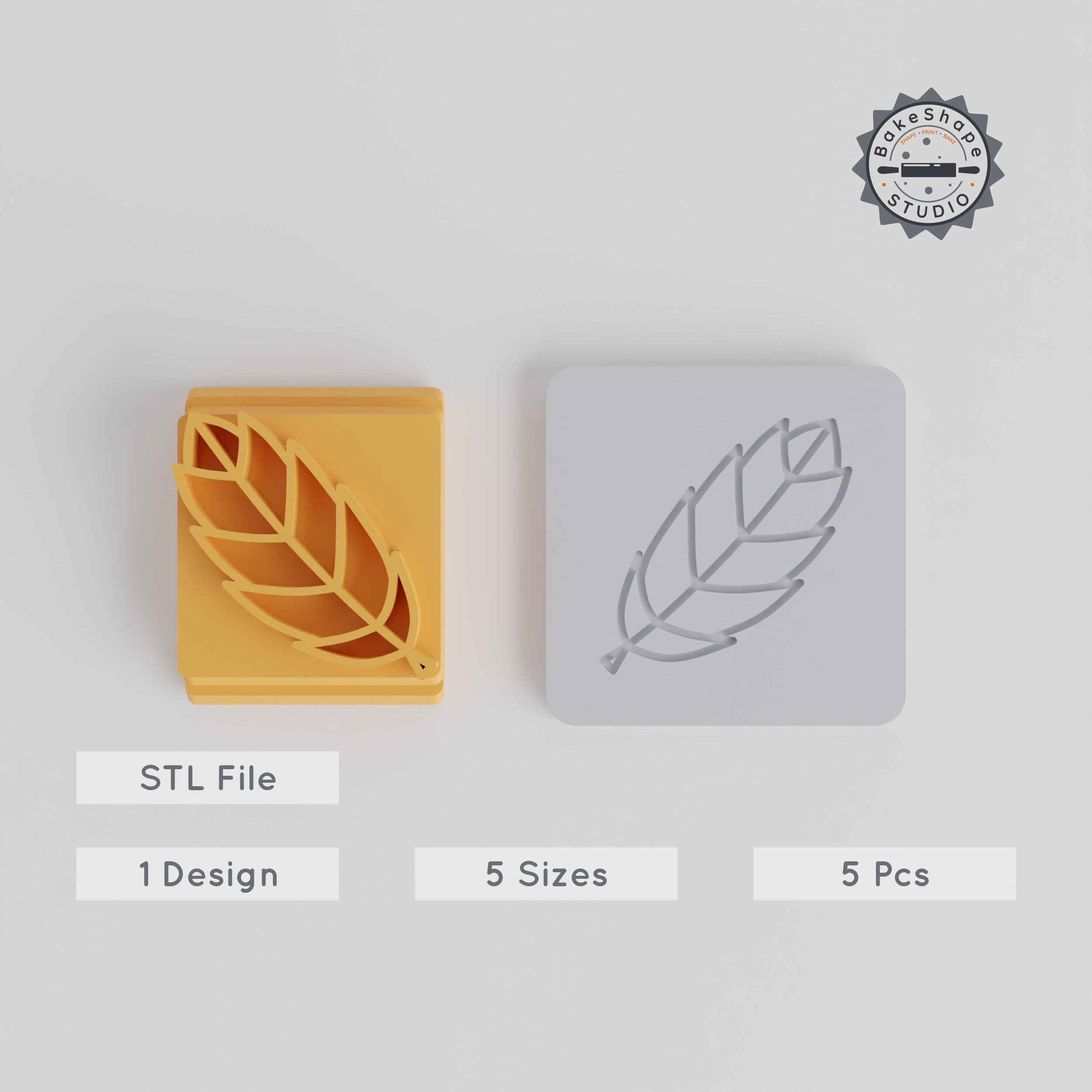 Leaf Stamp Tile Set, 5 Motif Sizes for Clay, Cookies & Fondant, Nature-inspired Plant Design, Perfect for Soft Materials PRODUCT_1755 3d model