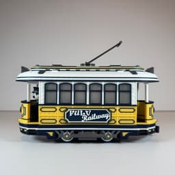 The Tram & Tram Stop (Compatible with LEGO Motors) 3d model