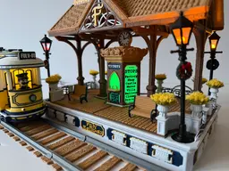 The Tram & Tram Stop (Compatible with LEGO Motors) 3d model