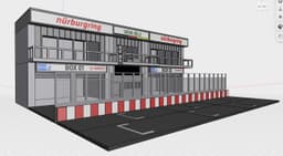Nürburgring Pit Garage Diorama 1/64 Scale - LED Ready Display for Hot Wheels & Diecast 3d model