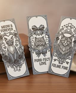 Valentine Kitty Bookmark6 - Hueforge - 4 colors 3d model