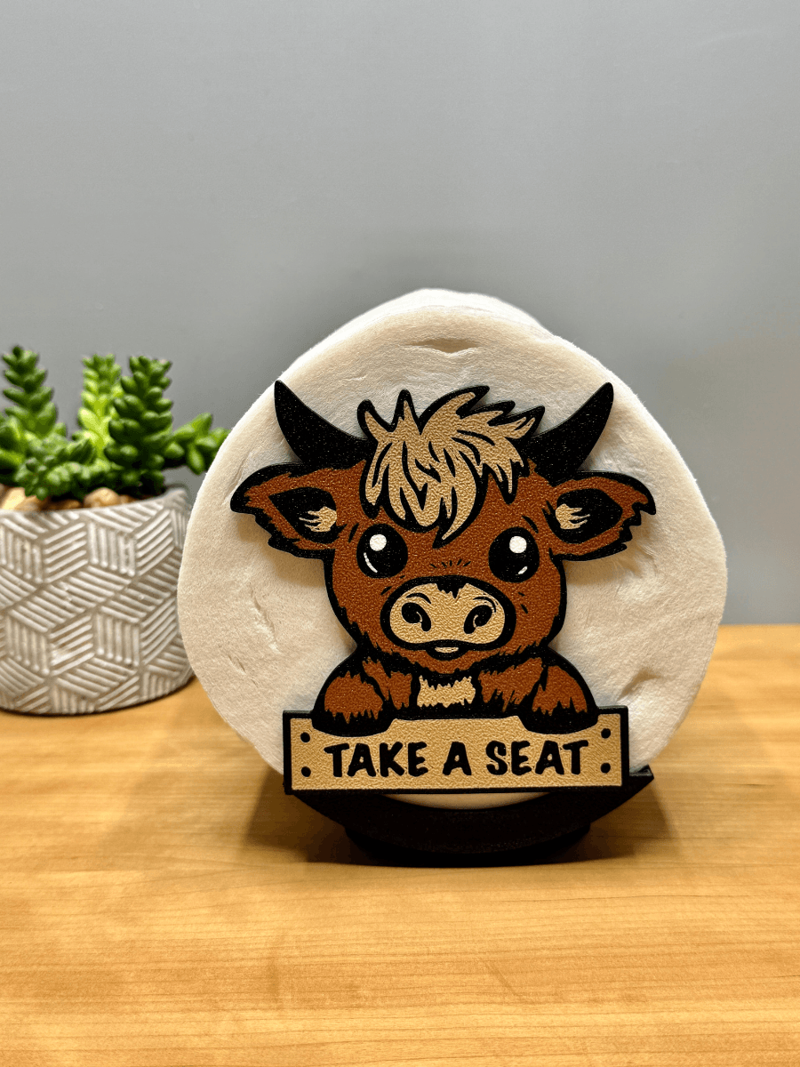 Highland Cow Toilet Roll Holder 3d model