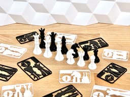 Tiny Chess Kit-Card (compact and modern 3D puzzle set) 3d model