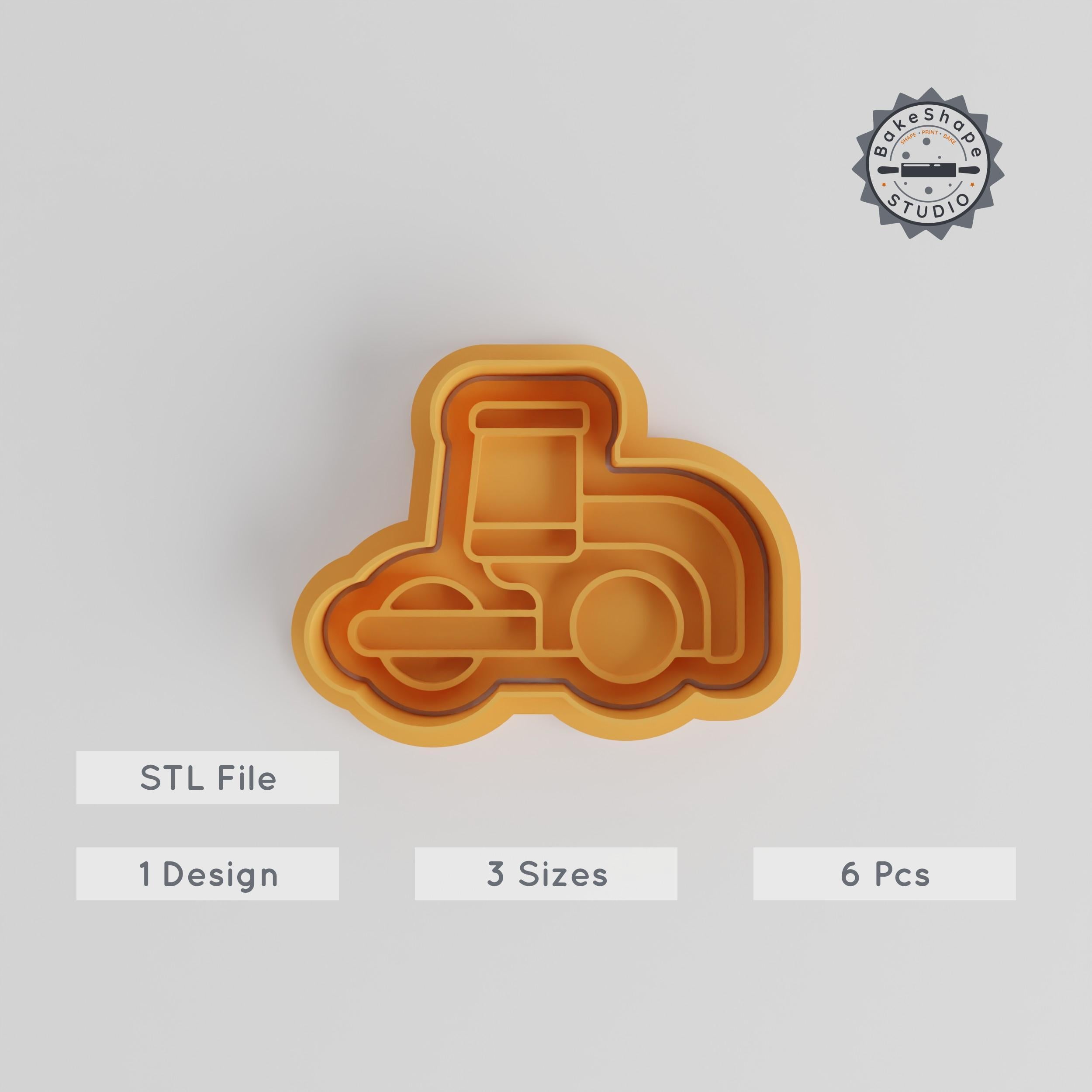 Steam Roller Shape Cutter & Stamp, Cookie & Fondant Tool, 6-Piece Set, S/M/L Sizes PRODUCT_3273 3d model