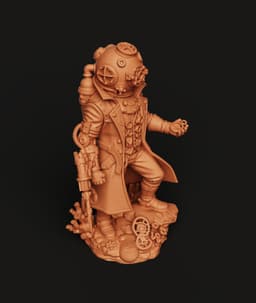 Steampunk Diver Figure STL | Deep Sea 3D Print | Nautical Sci-Fi 3d model
