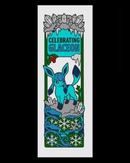 Fan art Celebration of Pokemon evolution Glaceon - Stained glass style bookmark 3d model