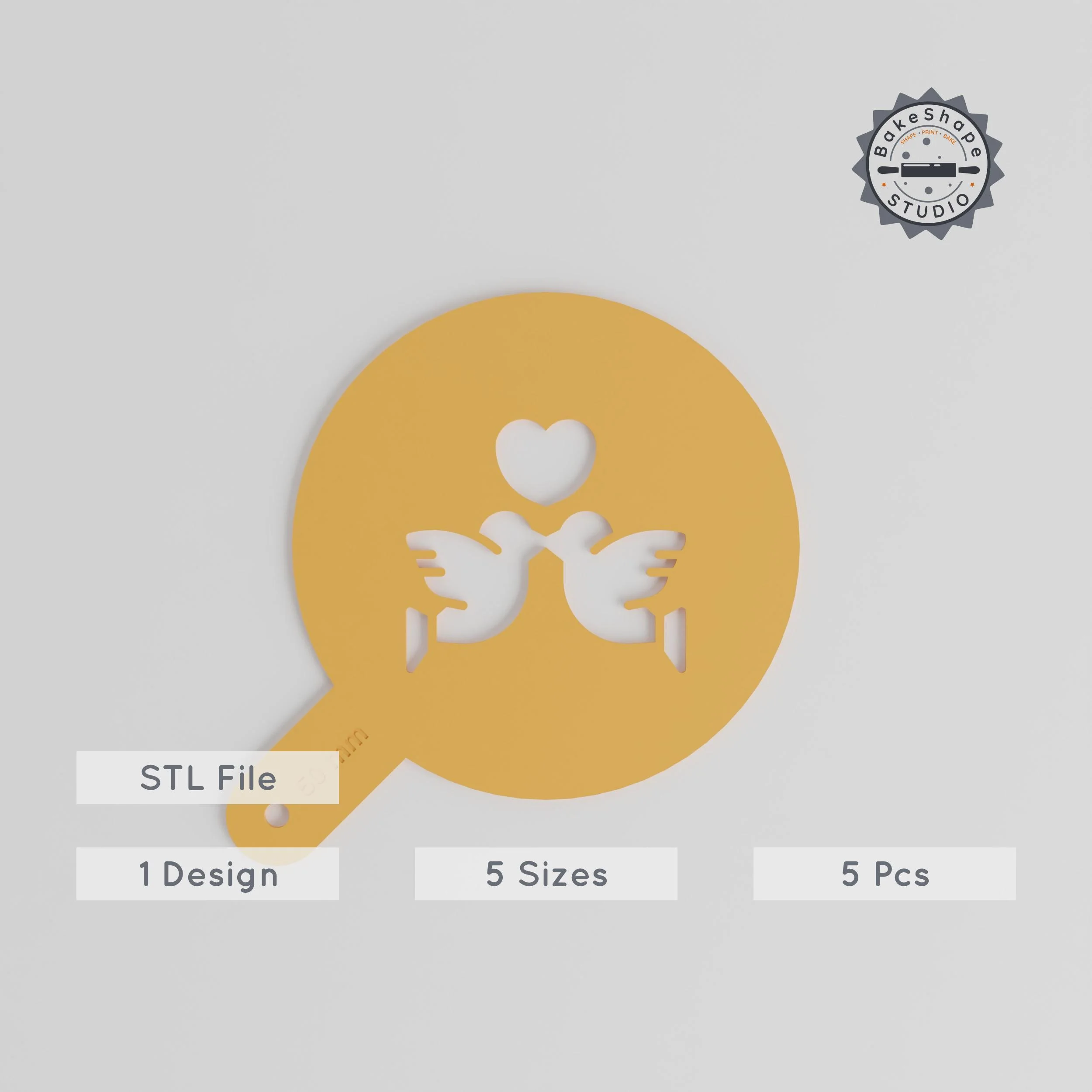 Dove Art Stencil Set, 5 Sizes, 20-60 mm, for Latte, Decor & Painting, Perfect for Powders & Edible Glitters PRODUCT_1425 3d model