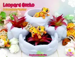 Leopard Gecko Flexi + Succulent Planter 3d model