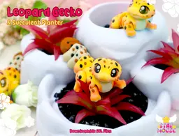 Leopard Gecko Flexi + Succulent Planter 3d model