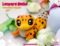 Leopard Gecko Flexi + Succulent Planter 3d model