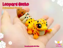 Leopard Gecko Flexi + Succulent Planter 3d model