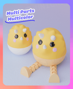 Flexi Triceratops Egg Container (Multicolor & Separated Parts) 3d model