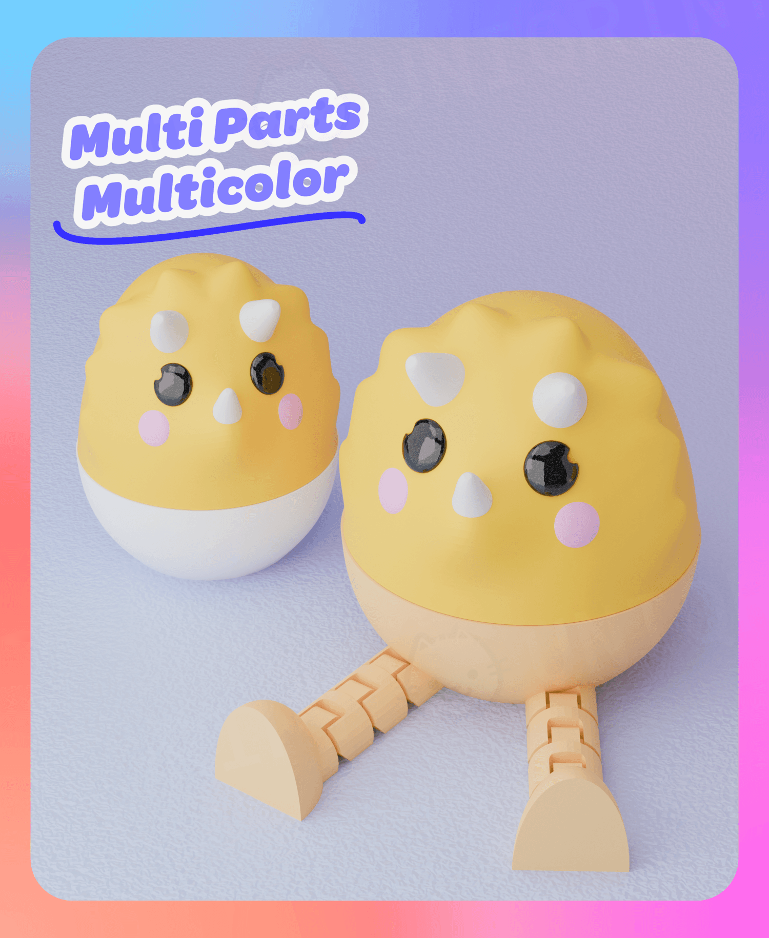 Flexi Triceratops Egg Container (Multicolor & Separated Parts) 3d model