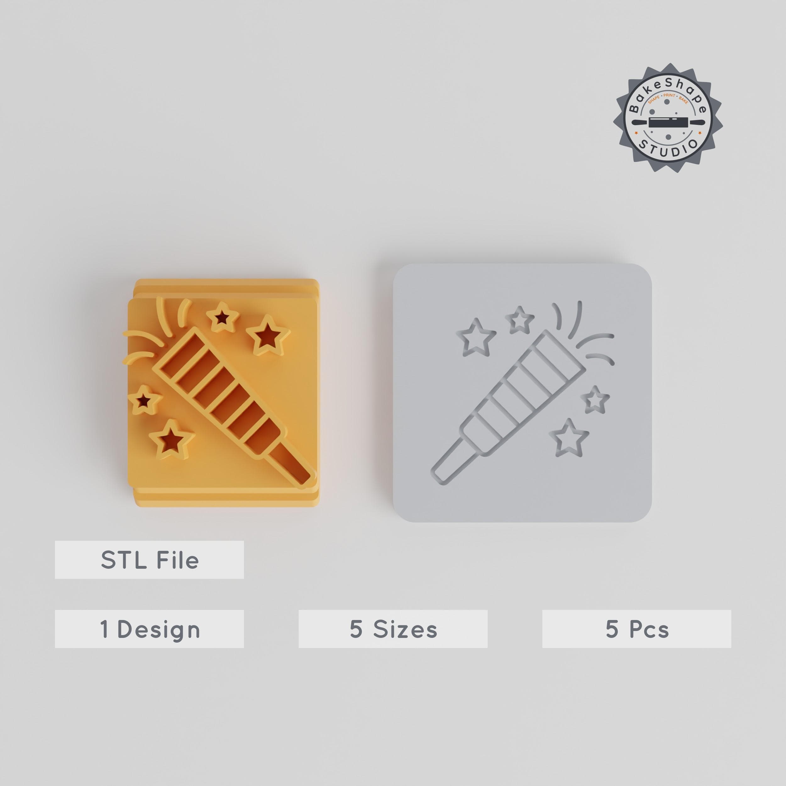 Clay & Cookie Stamp Tile Set, Party Horn Design, 5 Sizes 20-40mm, Perfect for Fondant & Soft Materials, Halloween Celebration PRODUCT_4126 3d model