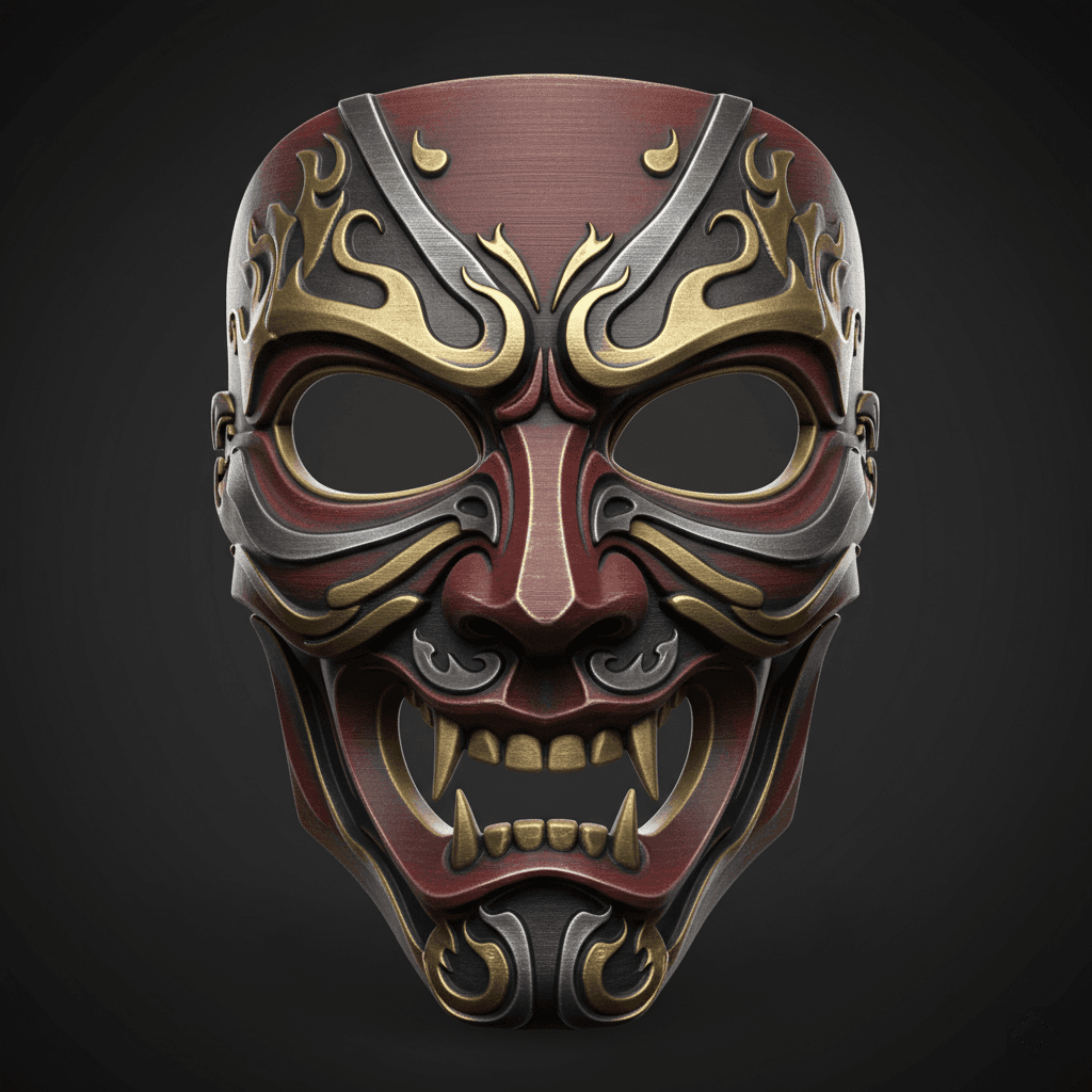 Phantom Oni Face Wearable Mask Premium STL Design 3d model