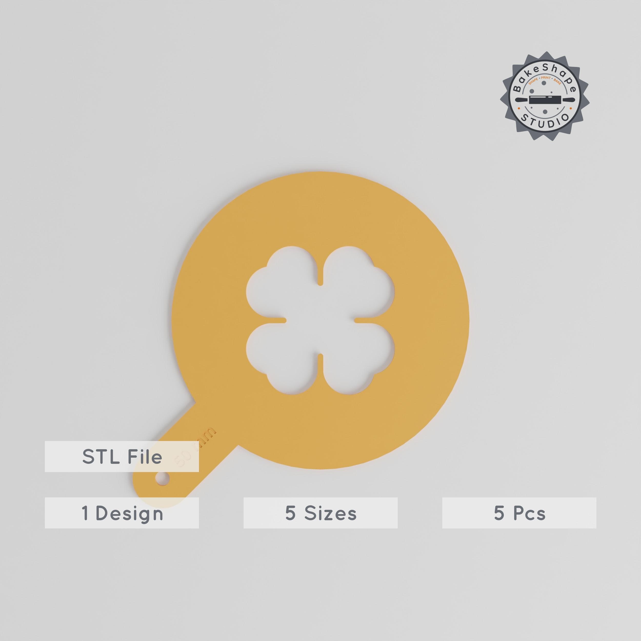 Clover Art Stencil, 5 Size Set, Compatible with Edible Toppings & Paint, Luck Plant Decor for Latte & Painting PRODUCT_1376 3d model